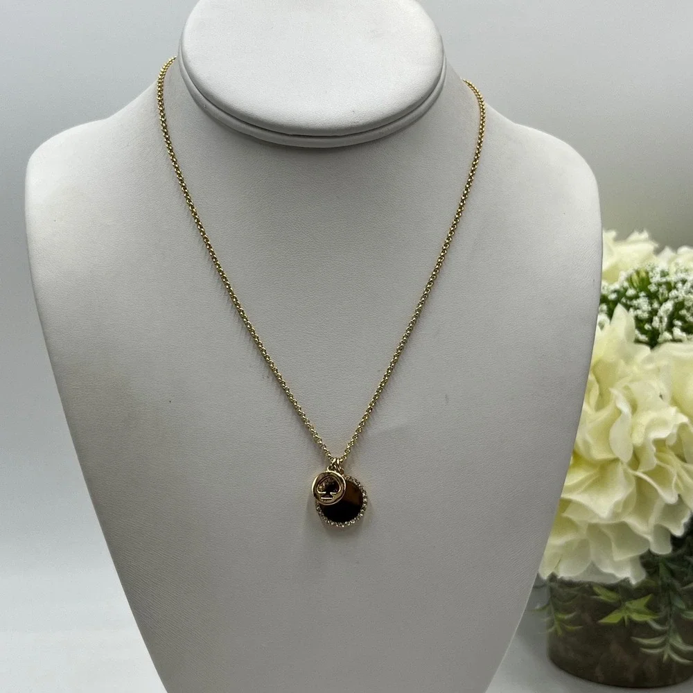 Kate Spade NY Spot The Spade Brown Gold Plated Pave Charm necklace